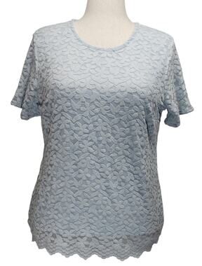NWT Teddi Rose Floral Lace Top L Pastel Blue Keyhole Scalloped Coquette Chic